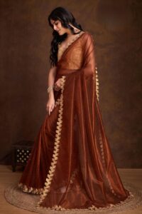 Aureate – Rust Brown Festive Wear Saree